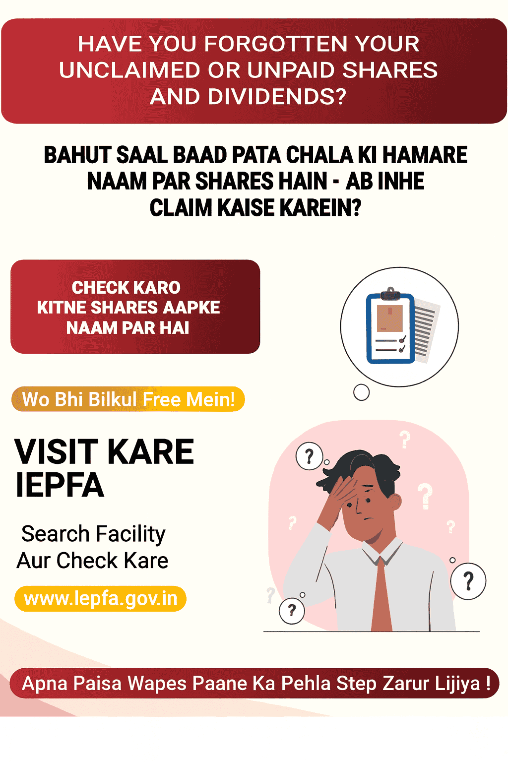 Illustration representing recovery of unclaimed shares and dividends